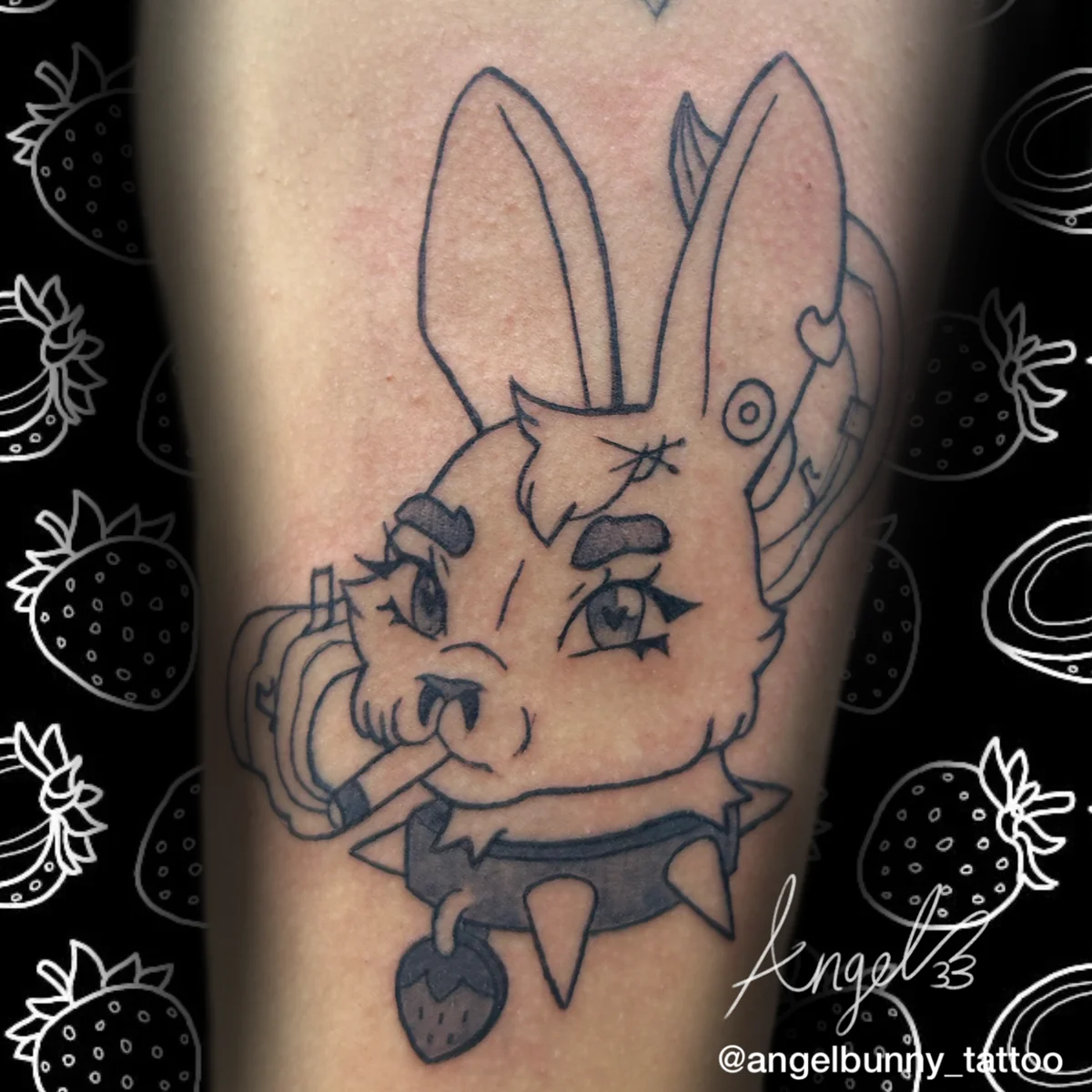 Conejo ilustrativo en blackwork — Angelbunny, Garavatto