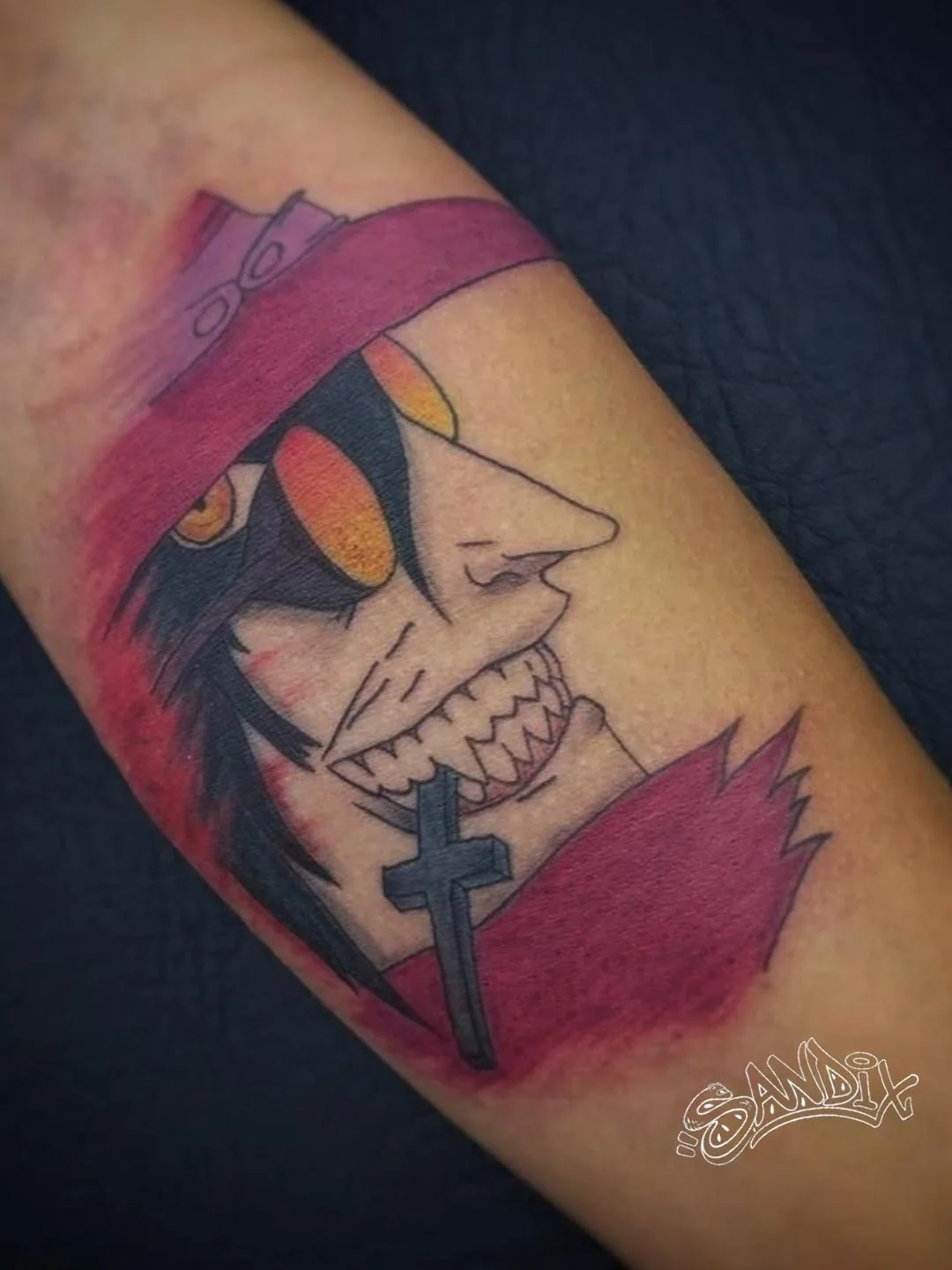 Tatuaje de personaje de anime a color — Sandix, Garavatto
